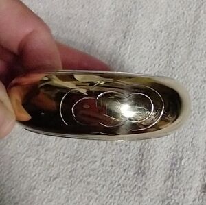 Wide puffy brass bangle bracelet